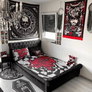 Killstar ✦ Carnival du Noir Bedding Set ✦ Queen Sideshow Pillow Deadstock NWT